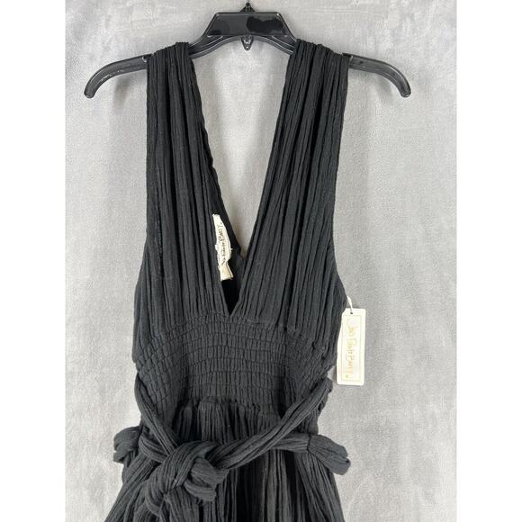 Free People Jen's Pirate Booty Prism Maxi Dress Size Large Black Double V -neck - Picture 8 of 11